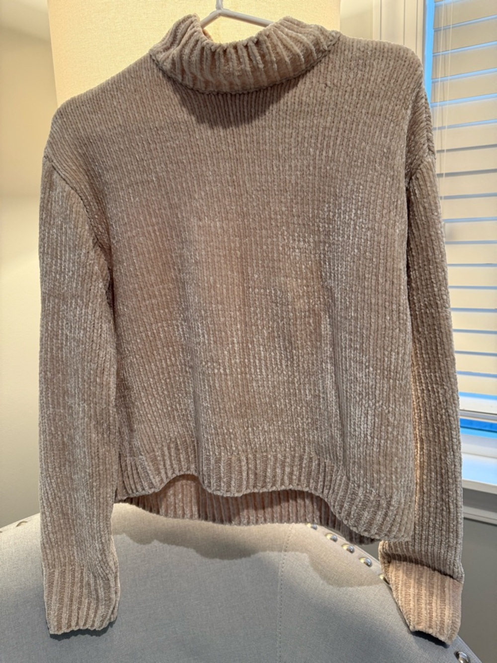 Sanctuary Taupe Ribbed Chenille cowl-neck Sweater